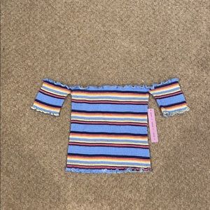 Off the shoulder smocked crop top